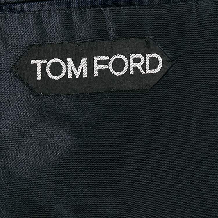 Pre Owned Tom Ford Navy Blue Wool Plaid Pants Suit XL
