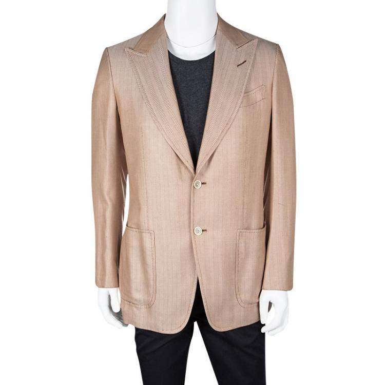 Tom Ford Orange Herringbone Pattern Silk Blazer L Tom Ford | TLC