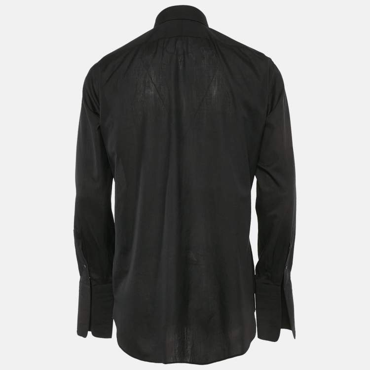 Pre Owned Tom Ford Black Pleated Cotton Long Sleeve Shirt L