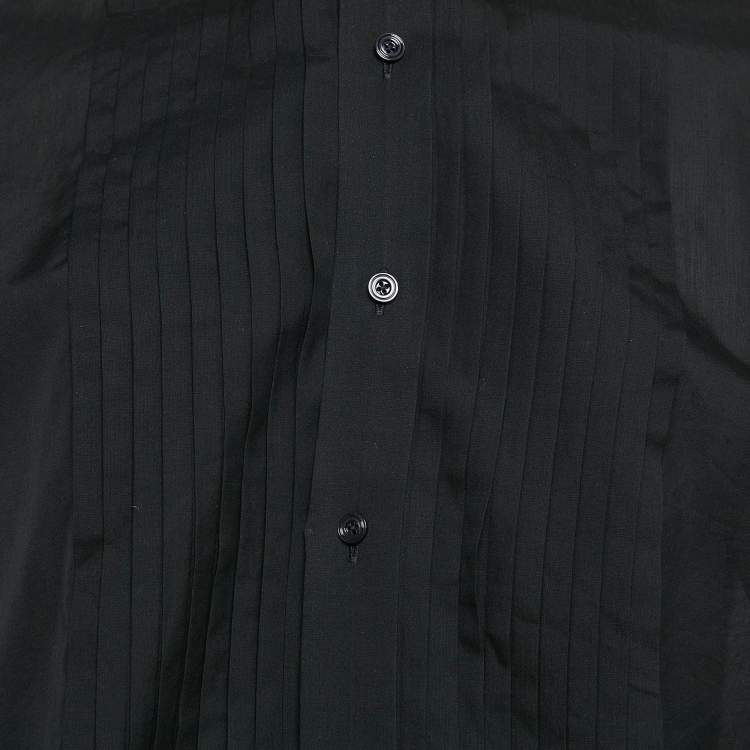 Pre Owned Tom Ford Black Pleated Cotton Long Sleeve Shirt L