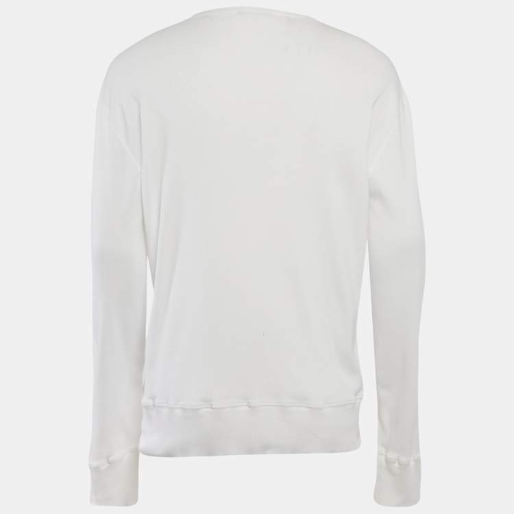 Pre Owned Tom Ford White Rib Knit Full Sleeve T-Shirt XXL