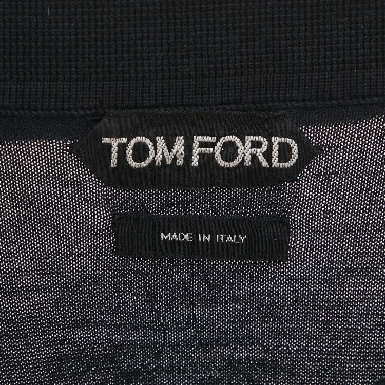 مملوكة مسبقًا Tom Ford Navy Blue Jersey Polo T-Shirt XXL