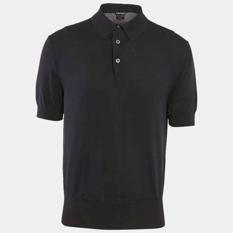 مملوكة مسبقًا Tom Ford Navy Blue Jersey Polo T-Shirt XXL