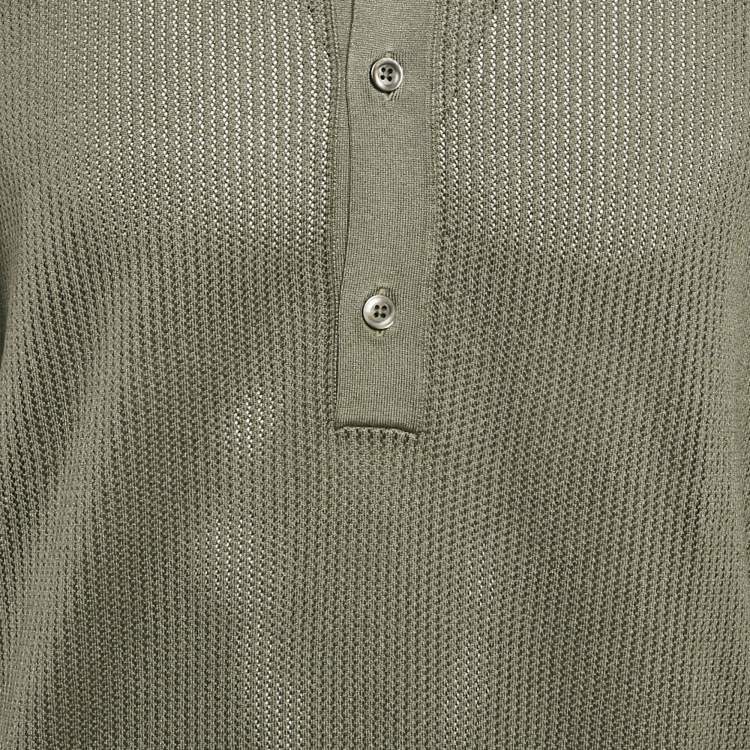 Pre Owned Tom Ford Green Knit Henley Neck T-Shirt XXL