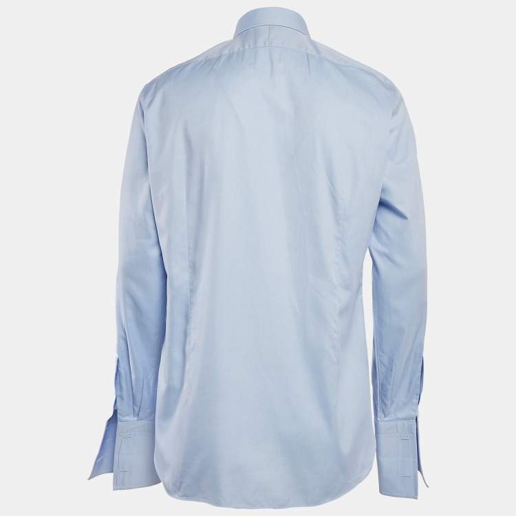 Pre Owned Tom Ford Blue Cotton Double Cuff Shirt XL