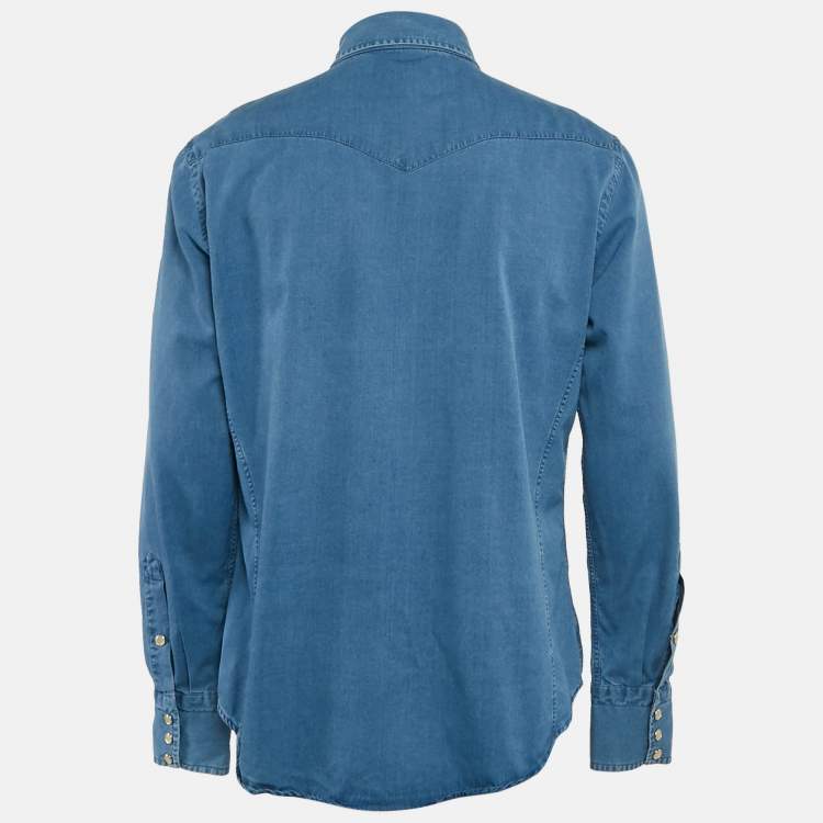 Pre Owned Tom Ford Blue Denim Button Front Shirt XXL