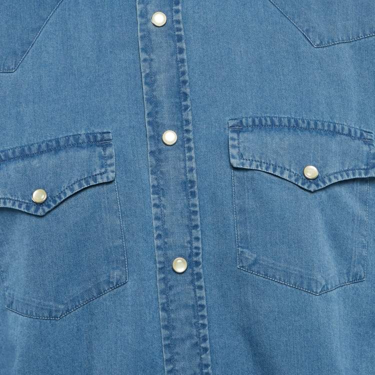 Pre Owned Tom Ford Blue Denim Button Front Shirt XXL