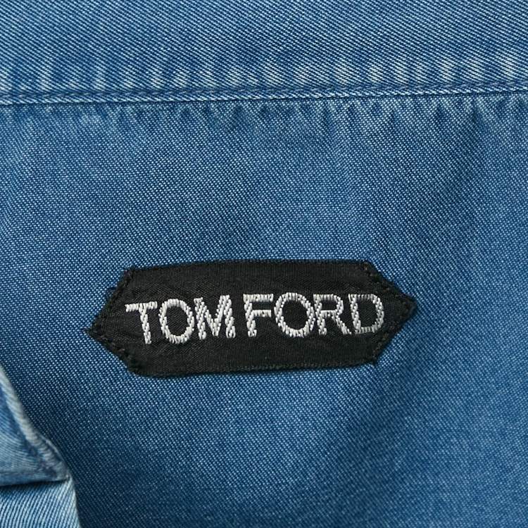 Pre Owned Tom Ford Blue Denim Button Front Shirt XXL