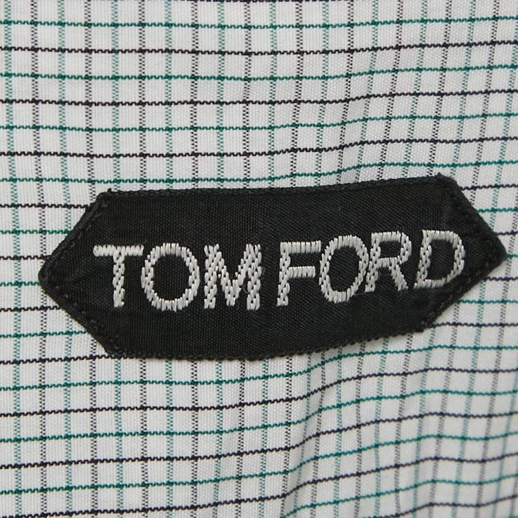 Pre Owned Tom Ford Green Checks Cotton Button Front Shirt XXXL