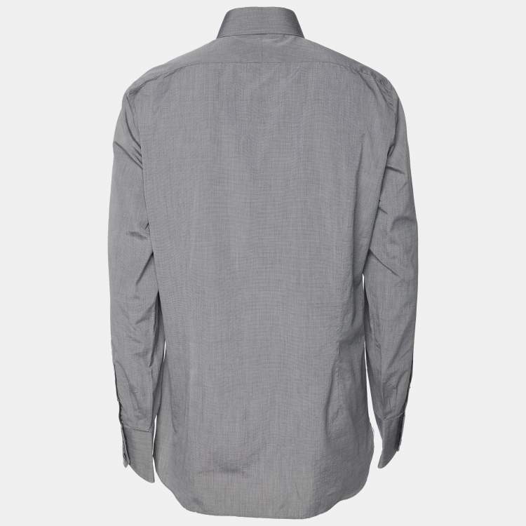 Pre Owned Tom Ford Grey Cotton Long Sleeve Shirt L
