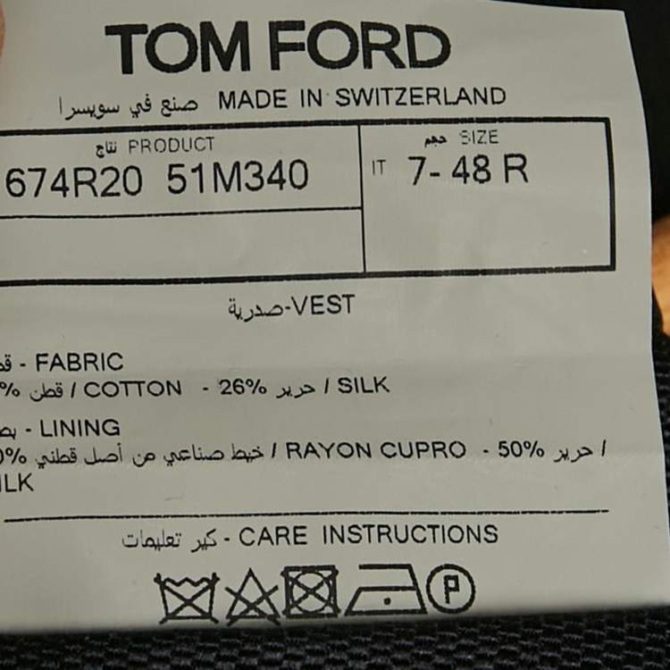 Pre Owned Tom Ford Black Cotton Blend Vest M