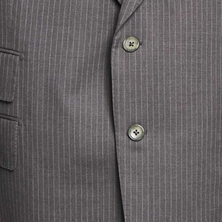 Pre Owned Tom Ford Grey Striped Wool Single Breasted Pants Suit Set 4XL/5XL