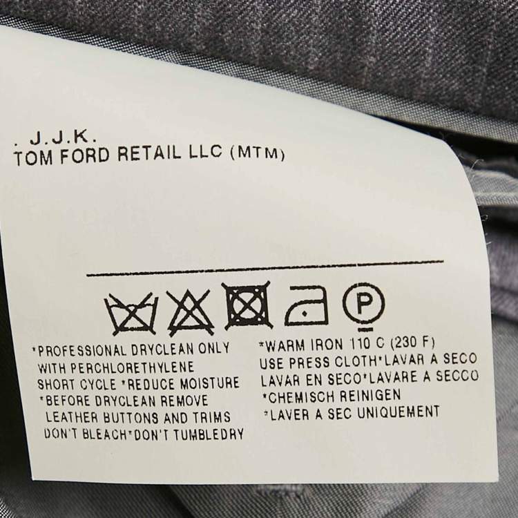 Pre Owned Tom Ford Grey Striped Wool Single Breasted Pants Suit Set 4XL/5XL