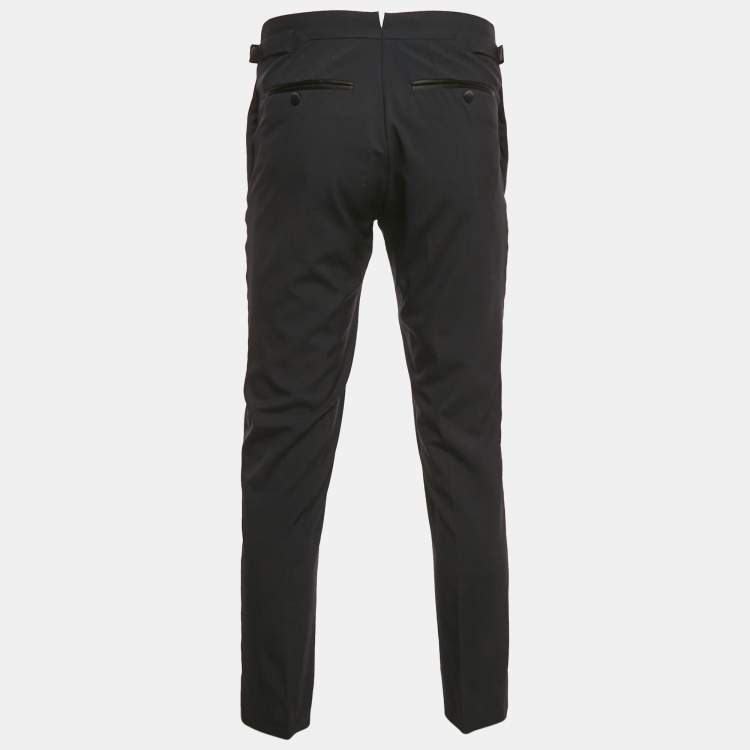 Pre Owned Tom Ford Black Wool Side Stripe Formal Trousers M