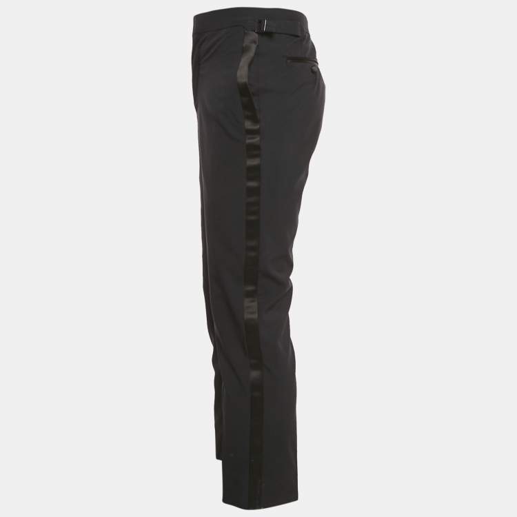 Pre Owned Tom Ford Black Wool Side Stripe Formal Trousers M