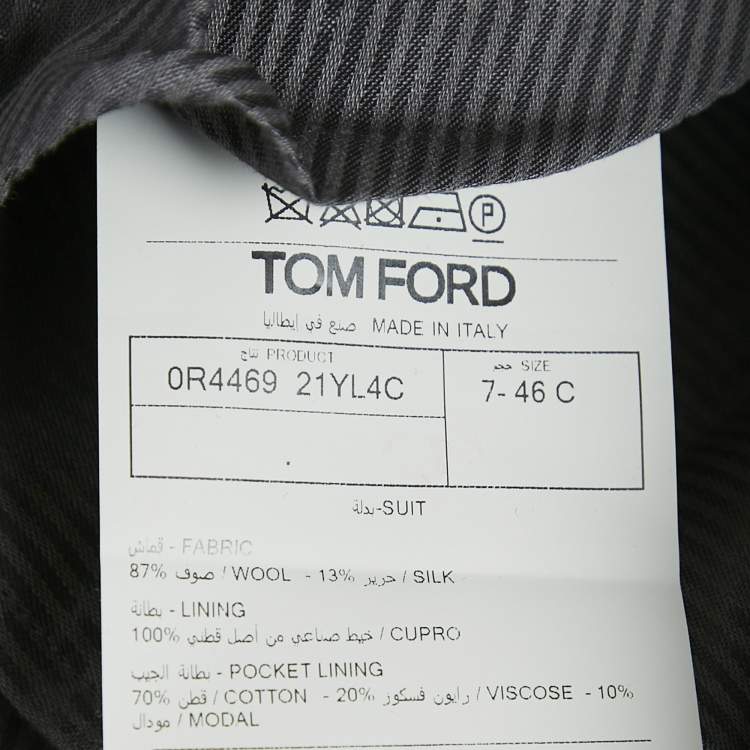 Pre Owned Tom Ford Charcoal Dark Grey Wool Trousers S
