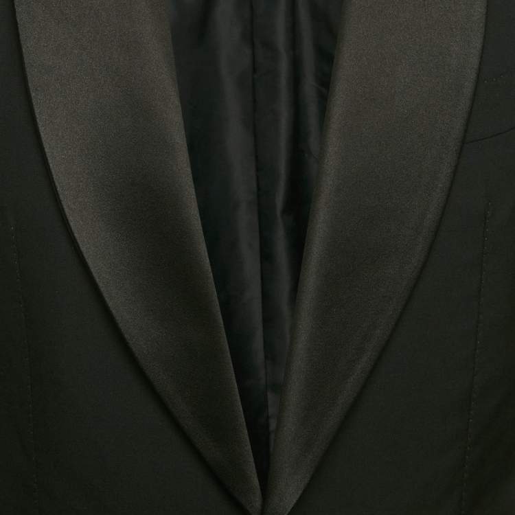 Pre Owned Tom Ford Black Wool Satin Trim Shawl Collar Blazer M