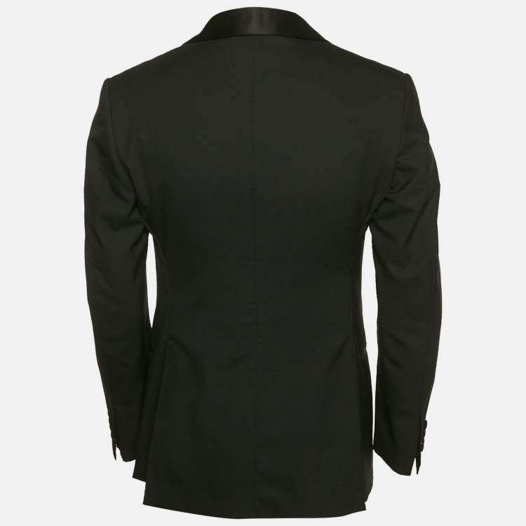 Pre Owned Tom Ford Black Wool Satin Trim Shawl Collar Blazer M