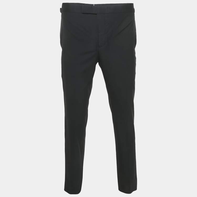 Pre Owned Tom Ford Black Wool Side Stripe Formal Trousers M