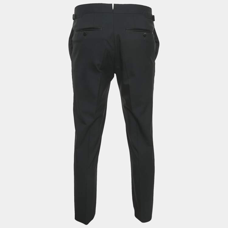 Pre Owned Tom Ford Black Wool Side Stripe Formal Trousers M
