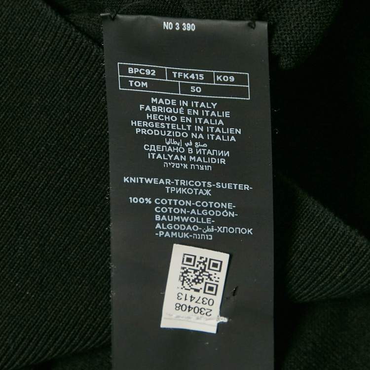Pre Owned Tom Ford Black Cotton Knit Buttoned Cardigan L