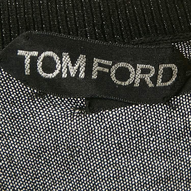 Pre Owned Tom Ford Black Cotton Knit Buttoned Cardigan L