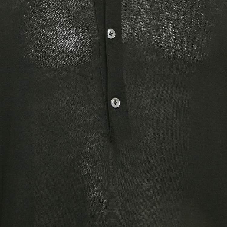 Pre Owned Tom Ford Black Cotton Knit Buttoned Cardigan L