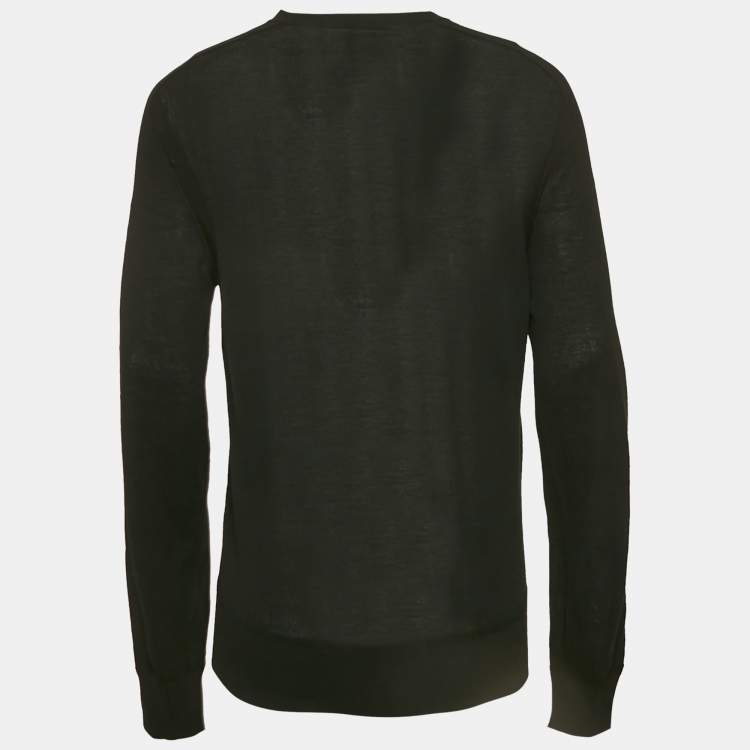 Pre Owned Tom Ford Black Cotton Knit Buttoned Cardigan L