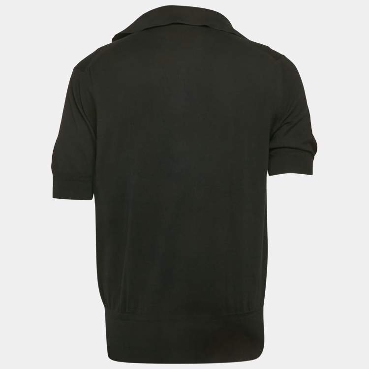مملوكة مسبقًا Tom Ford Black Cotton Knit Polo T-Shirt XXL