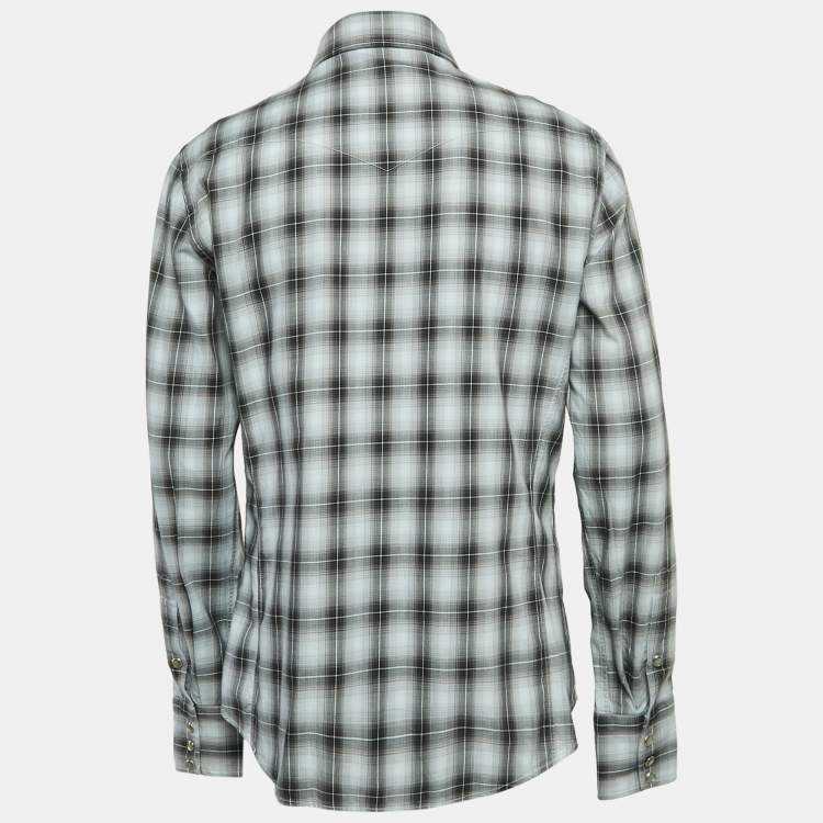 مملوكة مسبقًا Tom Ford Grey Checked Cotton Full Sleeve Shirt XL