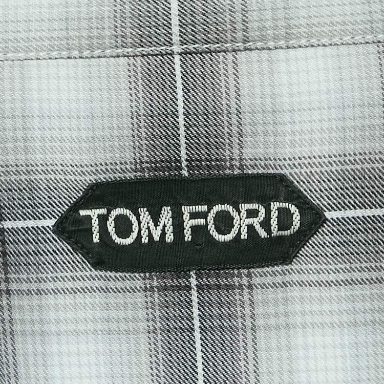 مملوكة مسبقًا Tom Ford Grey Checked Cotton Full Sleeve Shirt XL