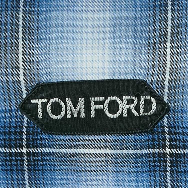Pre Owned Tom Ford Blue Checked Cotton Full Sleeve Shirt XL