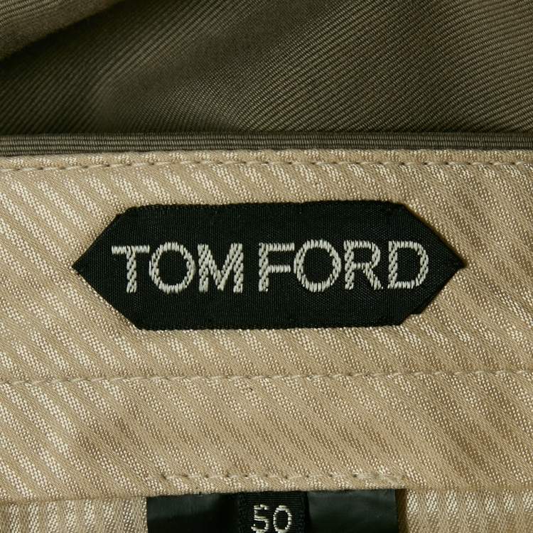 Pre Owned Tom Ford Grey Cotton Regular Fit Trousers L