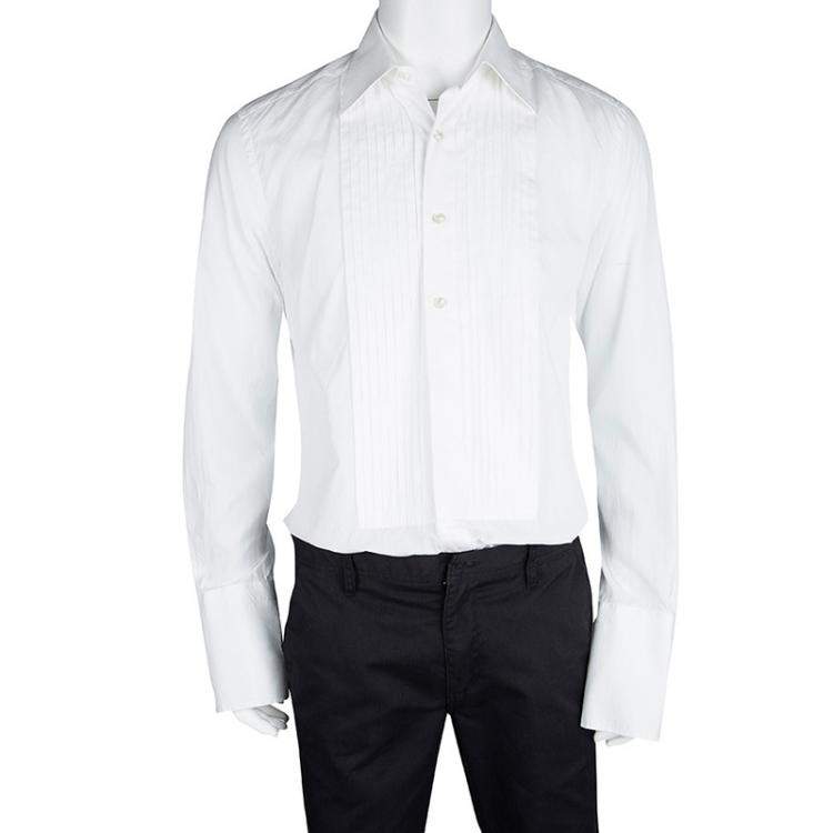 Henry Segal Mens Pintuck Wing Collar Long Sleeve White Tuxedo Shirt 