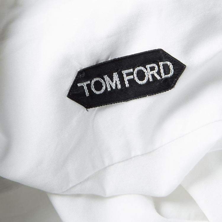 Pre Owned Tom Ford White Cotton Pintuck Detail Long Sleeve Button Front Tuxedo Shirt XL