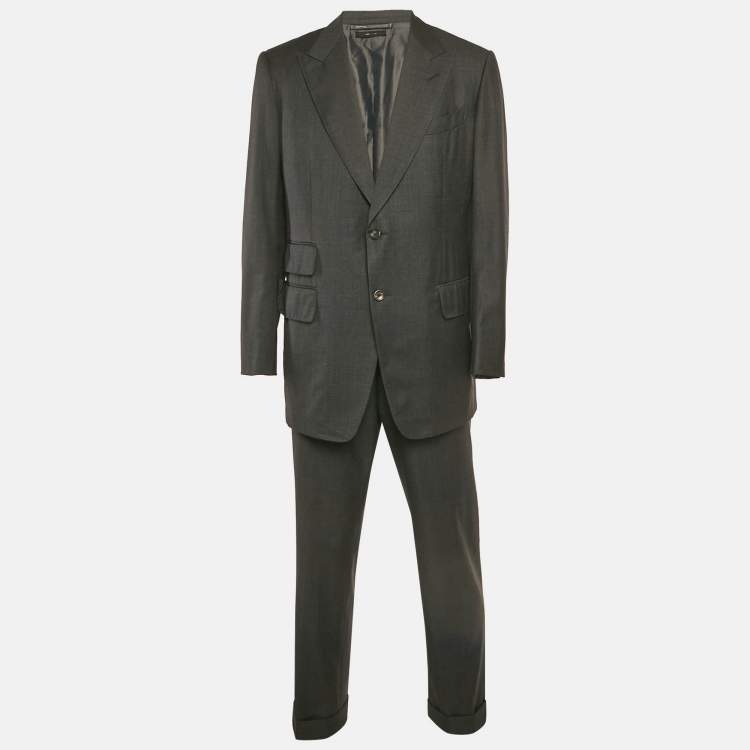 Pre Owned Tom Ford Grey Wool Tailored Pants Suit XXL