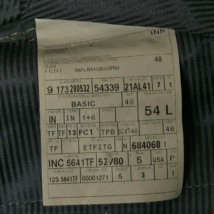 Pre Owned Tom Ford Grey Wool Tailored Pants Suit XXL