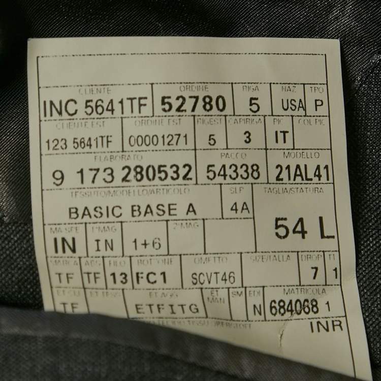 Pre Owned Tom Ford Grey Wool Tailored Pants Suit XXL