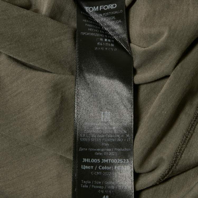 Pre Owned Tom Ford Green Jersey Long Sleeve Henley Neck T-Shirt M