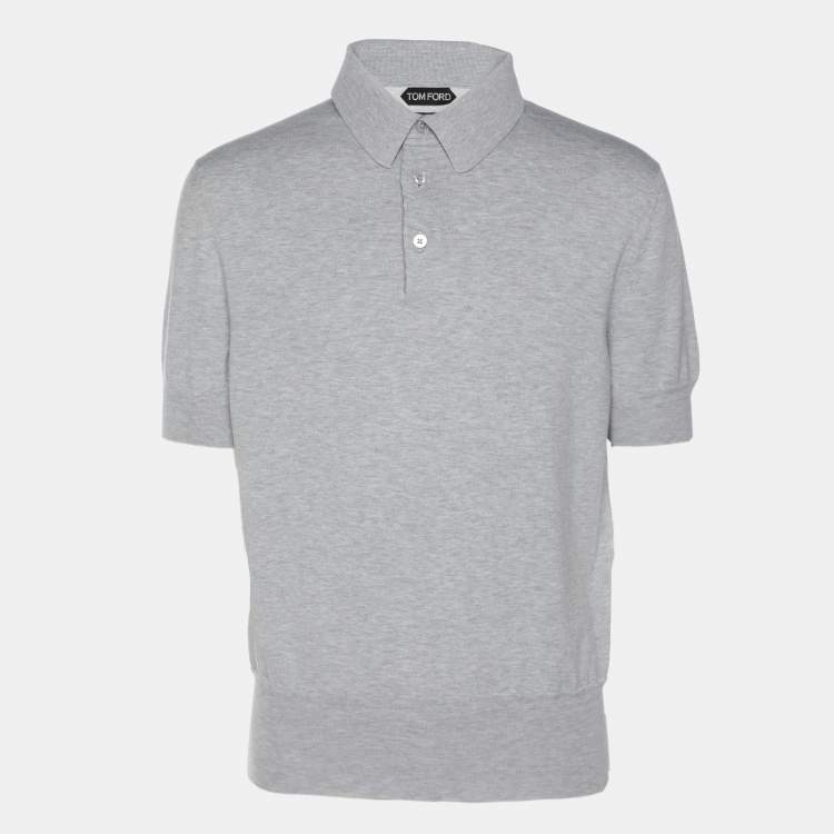 Pre Owned Tom Ford Grey Cotton Knit Polo T-Shirt XL