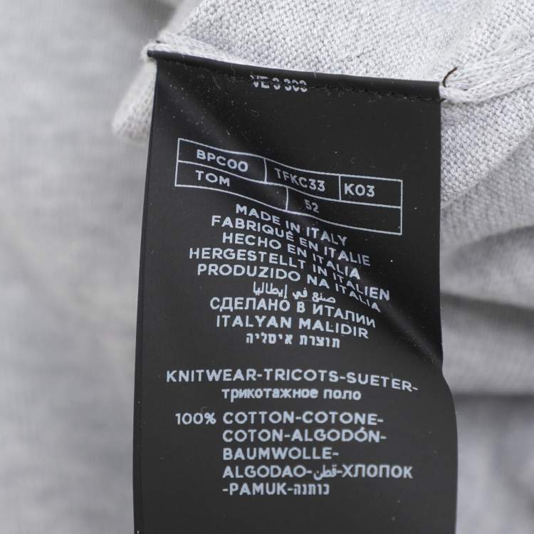 Pre Owned Tom Ford Grey Cotton Knit Polo T-Shirt XL