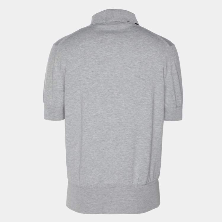 Pre Owned Tom Ford Grey Cotton Knit Polo T-Shirt XL