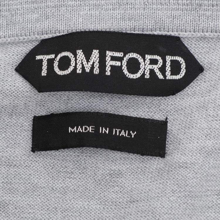 Pre Owned Tom Ford Grey Cotton Knit Polo T-Shirt XL
