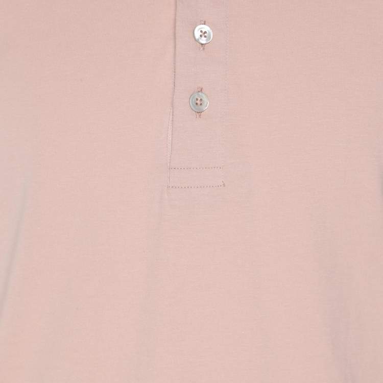 Pre Owned Tom Ford Pink Cotton Knit Long Sleeve Henley T-Shirt XL
