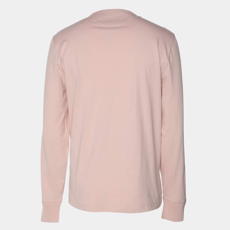 Pre Owned Tom Ford Pink Cotton Knit Long Sleeve Henley T-Shirt XL