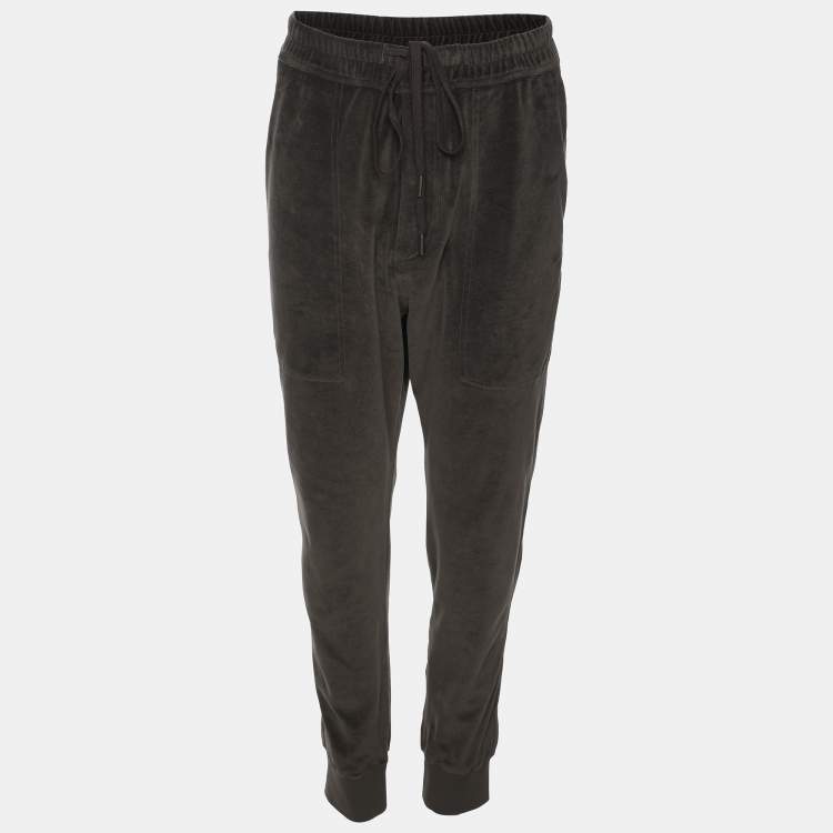 Pre Owned Tom Ford Moss Green Velvet Joggers L