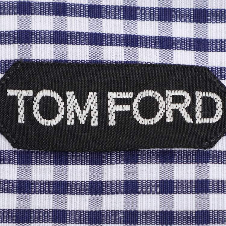 Pre Owned Tom Ford Monochrome Gingham Check Cotton Shirt XXL