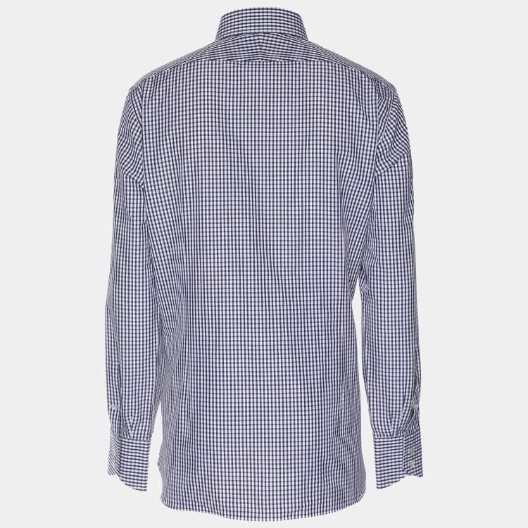 Pre Owned Tom Ford Monochrome Gingham Check Cotton Shirt XXL