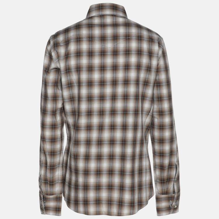 Pre Owned Tom Ford Multicolor Check Print Cotton Button Front Shirt XL