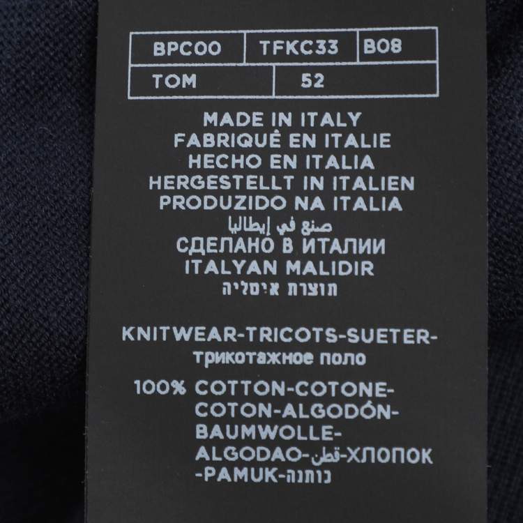 Pre Owned Tom Ford Navy Blue Cotton Knit Polo T-Shirt L